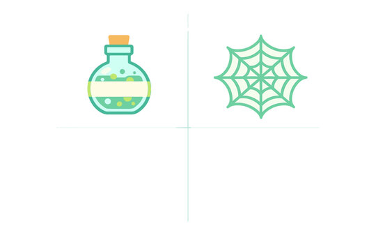 A minimalist vector illustration featuring a green potion bottle with