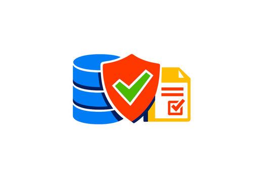 A flat vector illustration depicting data security with a blue