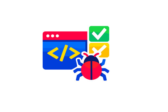 A flat vector illustration representing software debugging and