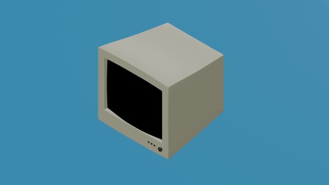 animated 3d desktop computer monitor on solid background