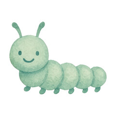 PNG Cute green cartoon caterpillar illustration.