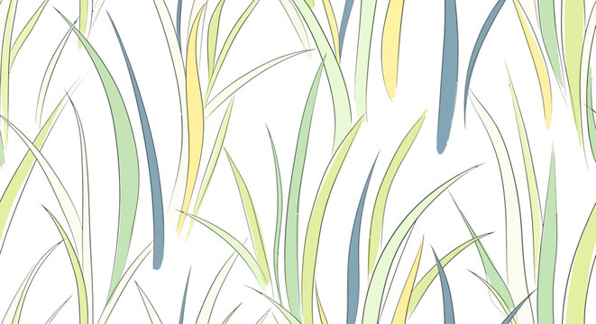 Green grass blades on white background.