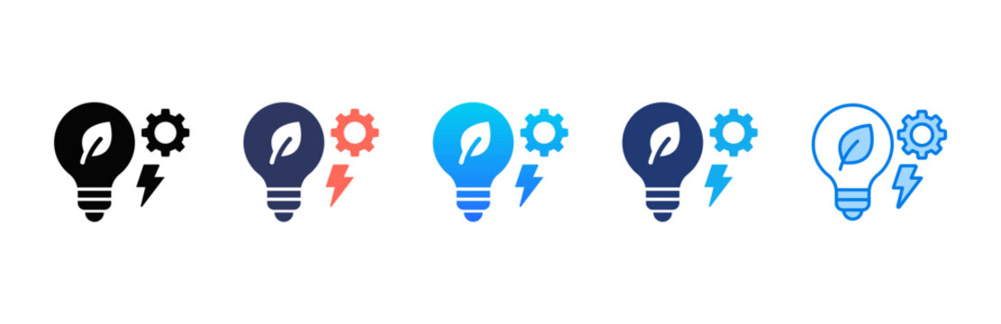 Energy Efficiency icon sheet multiple style collection