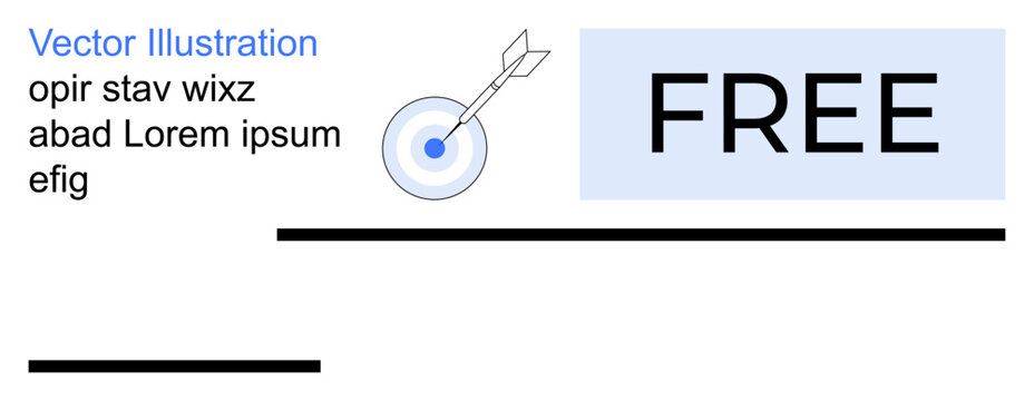 Business promotions, goal setting, marketing, discounts, advertising, success. An arrow hitting a target with large free text. Business promotions and goal setting concept