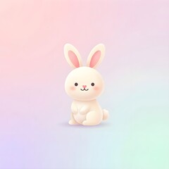 Obraz premium Cute bunny character on soft pastel gradient background minimal style