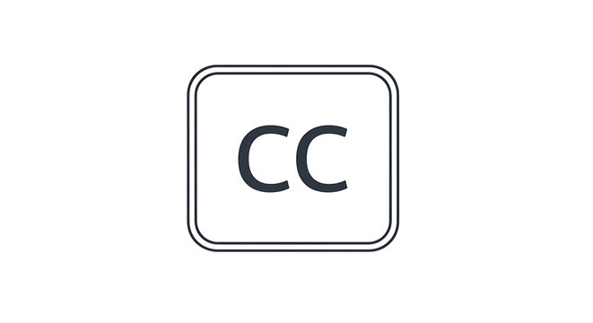 A simple closed caption icon on a white background