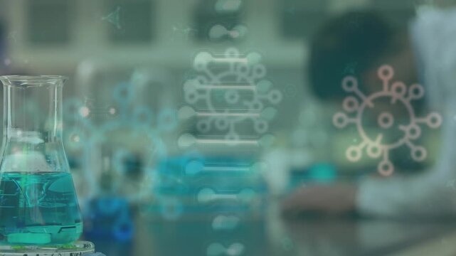 Animation of data processing and molecules over server over lab