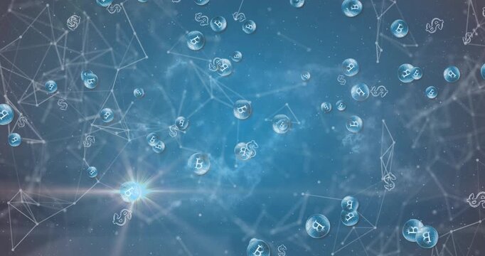 Animation of network of connections with icons over composition