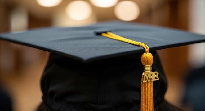 Closeup of a Graduation Cap with Tassel Showing the Year 2018.