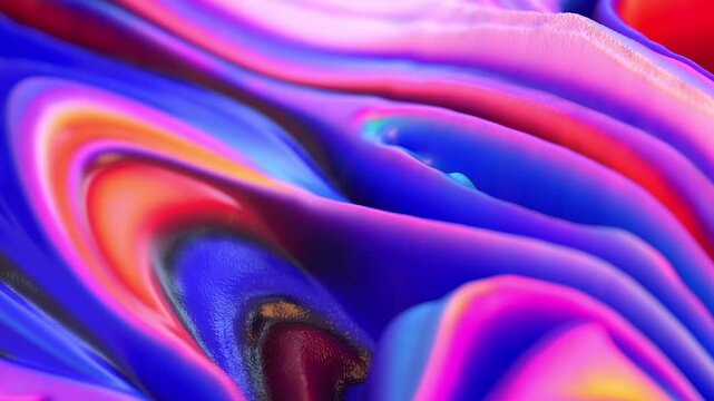 Vibrant Neon Swirls Abstract Liquid Flowing Silk Fabric Waves Smooth Gradient Color Morphing