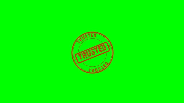 Double Red 'Trusted' Stamp: Circular & Rectangular on Green Screen