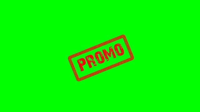 "Promo" Rectangular Stamp Effect - Red Grunge on Green Screen