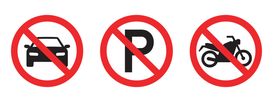 No Parking Sign Vector Illustration, featuring no car and no bike parking symbols, traffic regulation, safety, urban signage graphics