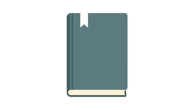 A closed book with a white bookmark peeking from the top corner