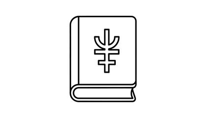 Obraz premium Stylized open book with abstract symbol, black outline