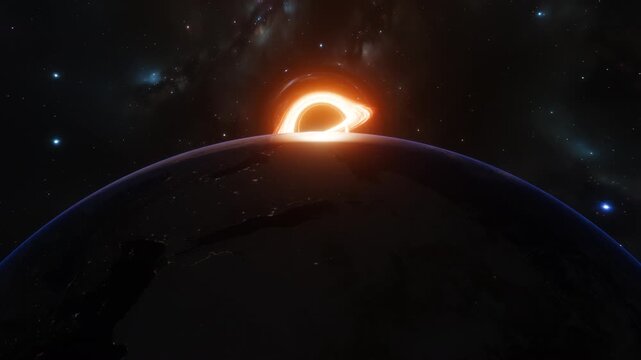 Earth and Black hole system. Elements of this image furnished by NASA