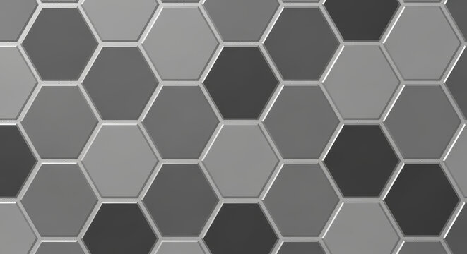 Geometric Hexagonal Tile Pattern in Monochrome