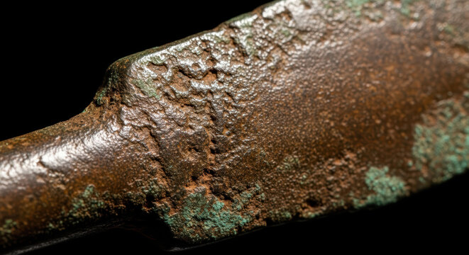 Rusty metal surface with green patina texture