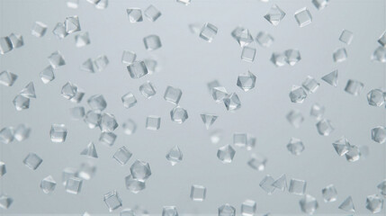 Naklejka premium Abstract floating transparent cubes and geometric shapes in digital space. 3D rendering of polyhedral forms for science visualization and tech backgrounds