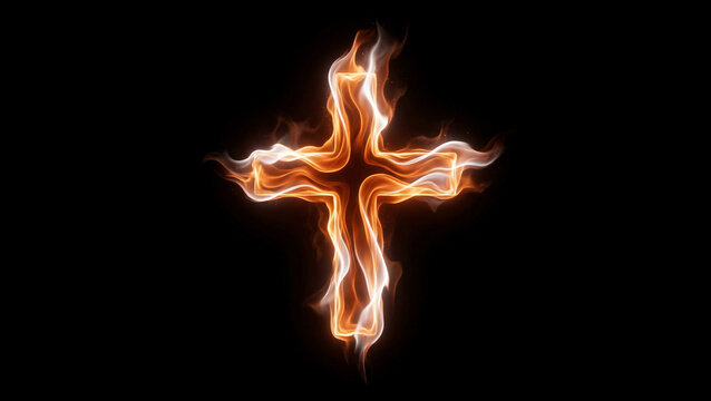 Glowing Christian Cross with Light Rays Symbolizing Faith, Hope, and Spirituality