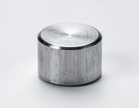 금속-원통형-은백색 금속-은회색-방사성 금속-스틸-네오디뮴 자석-희토류 자석-네오디움 원형 자석-니켈-우라늄-금속 원기둥-정면-단 하나-흰색 배경