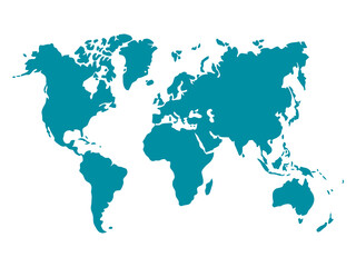 Obraz premium Curved World Map Silhouette, half globe vector of Earth, global geography and international travel concept, all continents, modern infographic design