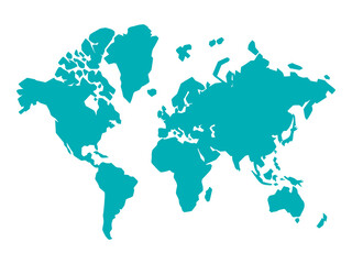 Obraz premium Curved World Map Silhouette, half globe vector of Earth, global geography and international travel concept, all continents, modern infographic design