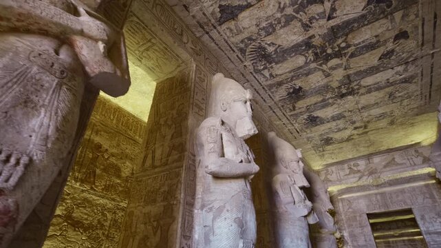 Ramesses II statues inside Abu Simbel temple, Egypt.