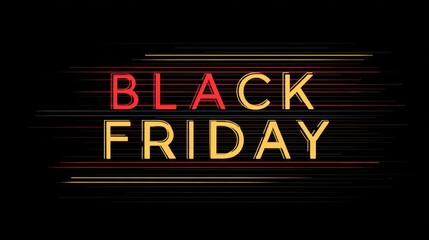 Obraz premium Bold Black Friday banner with modern linear typography on a deep black background