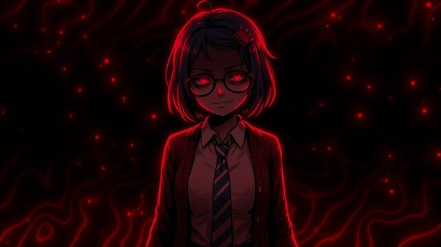 Yandere anime girl on a black and red background, anime wallpaper