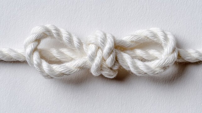 Close-up of a white cotton twine bow knot on a clean white background