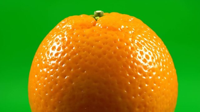 Macro shot of fresh orange fruit texture with green background