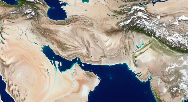Satellite View of Middle East and North Africa Region
