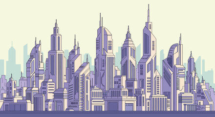 Obraz premium City Skyline with Modern Skyscrapers.