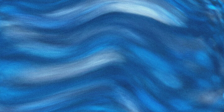 A blue abstract painting with white swirls
