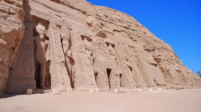 Temple of Nefertari next to the temple of Abu Simbel temple of Pharaoh Ramses II in southern Egypt in Nubia.