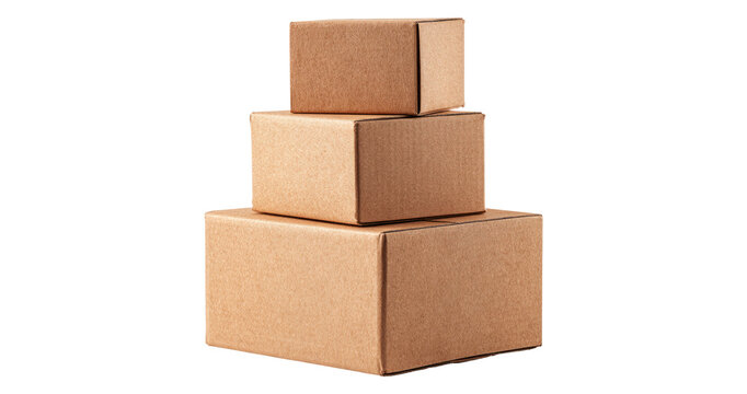 Cardboard box warehouse mockup, png file of isolated cutout object with shadow on transparent background
