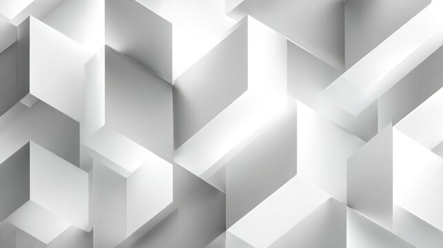 Abstract Geometric Architecture: An elegant display of interconnected, geometric forms create a dynamic play of light and shadow, evoking a sense of modern structure and artistic composition. 