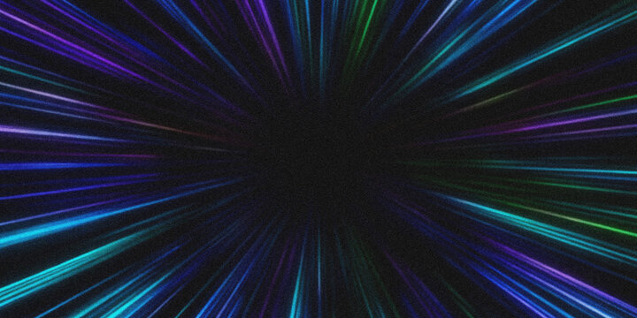 A colorful explosion of blue and green lines on a black background