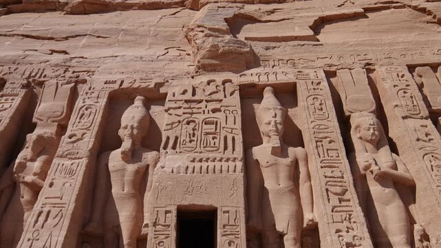 Temple of Nefertari next to the temple of Abu Simbel temple of Pharaoh Ramses II in southern Egypt in Nubia.