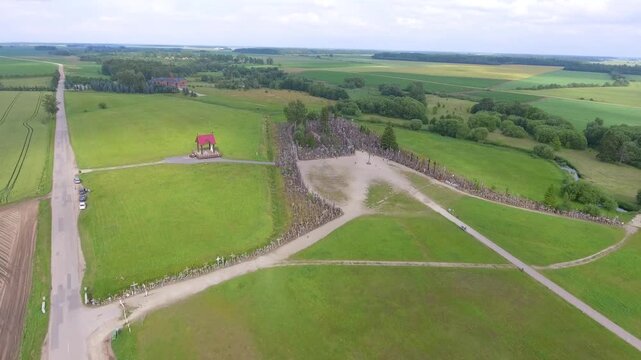 Aerial view of Hill of Crosses, Lithuania