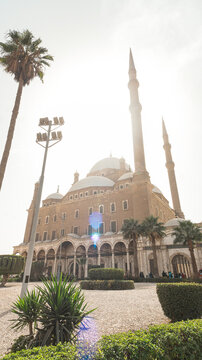 A historic Ali pasha mosque and Salahuddin fortress in citadel Cairo Egypt showcasing ancient Arabic architecture with a majestic dome and minaret tower as a religious landmark for tourism and travel