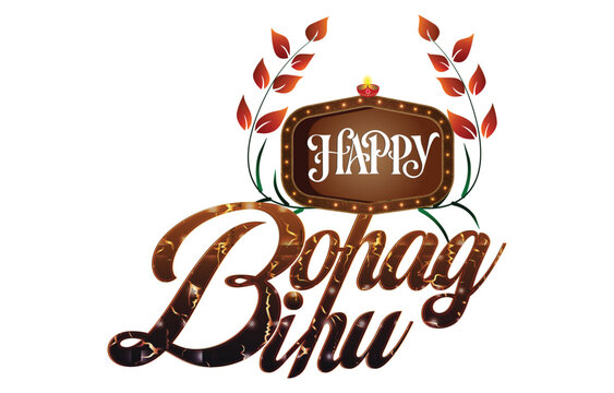 Happy Bohag Bihu Typography Illustration Assamese New Year Festival Greeting Vector