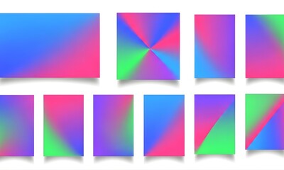 Fototapeta premium Set of Vibrant Abstract Gradient Backgrounds for Creative Design Projects with Colorful Neon and Holographic Textures in Various Orientations