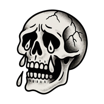 PNG Crying skull tattoo illustration
