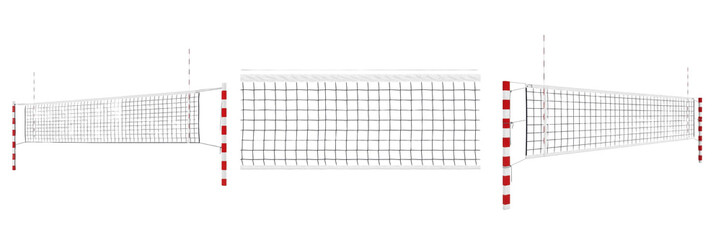 Set and collection of volleyball nets with antennas for professional sports training court competition and outdoor match equipment isolated on white transparent png background © Mj