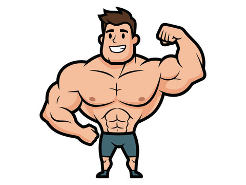 Cartoon Style Buff Man vector illustration