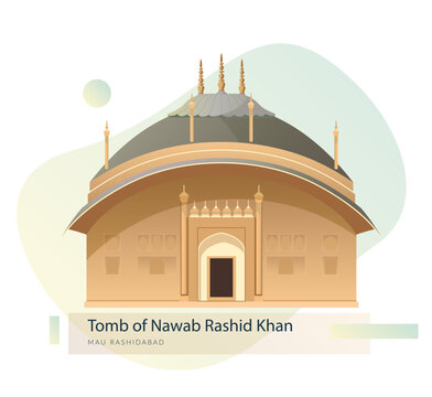 The Tomb of Nawab Rashid Khan - Mau Rashidabad near Kaimganj - Stock Illustration