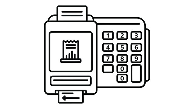 Simple black and white line drawing of a portable point of sale terminal