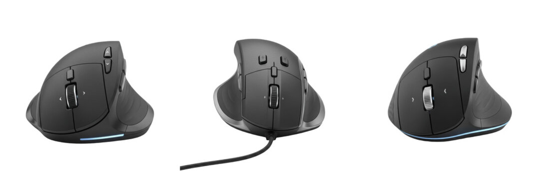 Set of vertical ergonomic computer mouse collection isolated on transparent background png